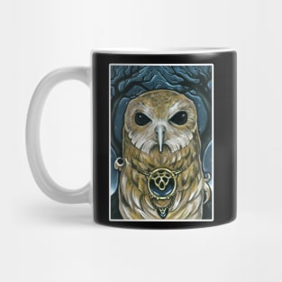 Owl Guardian of the Woods - White Outlined Version Mug